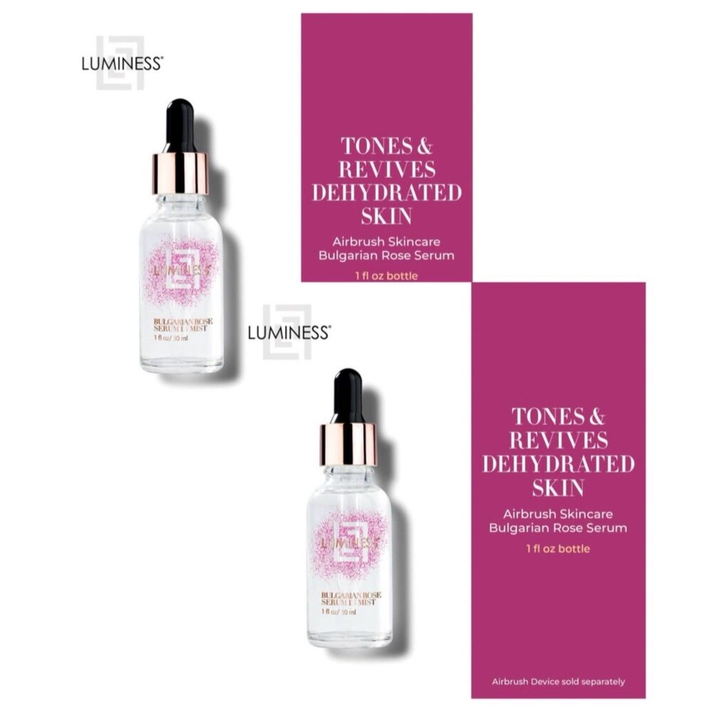 Set of 2 Luminess Bulgarian Rose Serum In Mist 1oz/30ml Airbrush Skincare NWT
